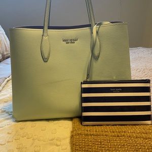 Baby blue Kate Spade tote with wristlet